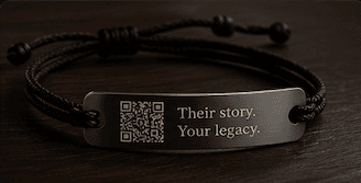 Bracelet plate keepsake with archive QR