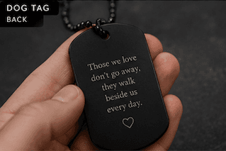 Back of The Life Archive Memorial Dog Tag