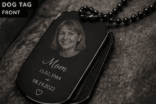 Front of The Life Archive Memorial Dog Tag