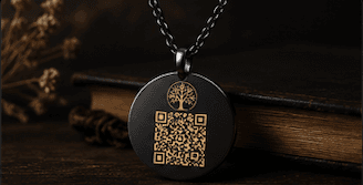 Memorial pendant keepsake with archive QR