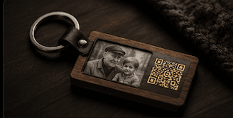 Photo frame keepsake with archive QR key